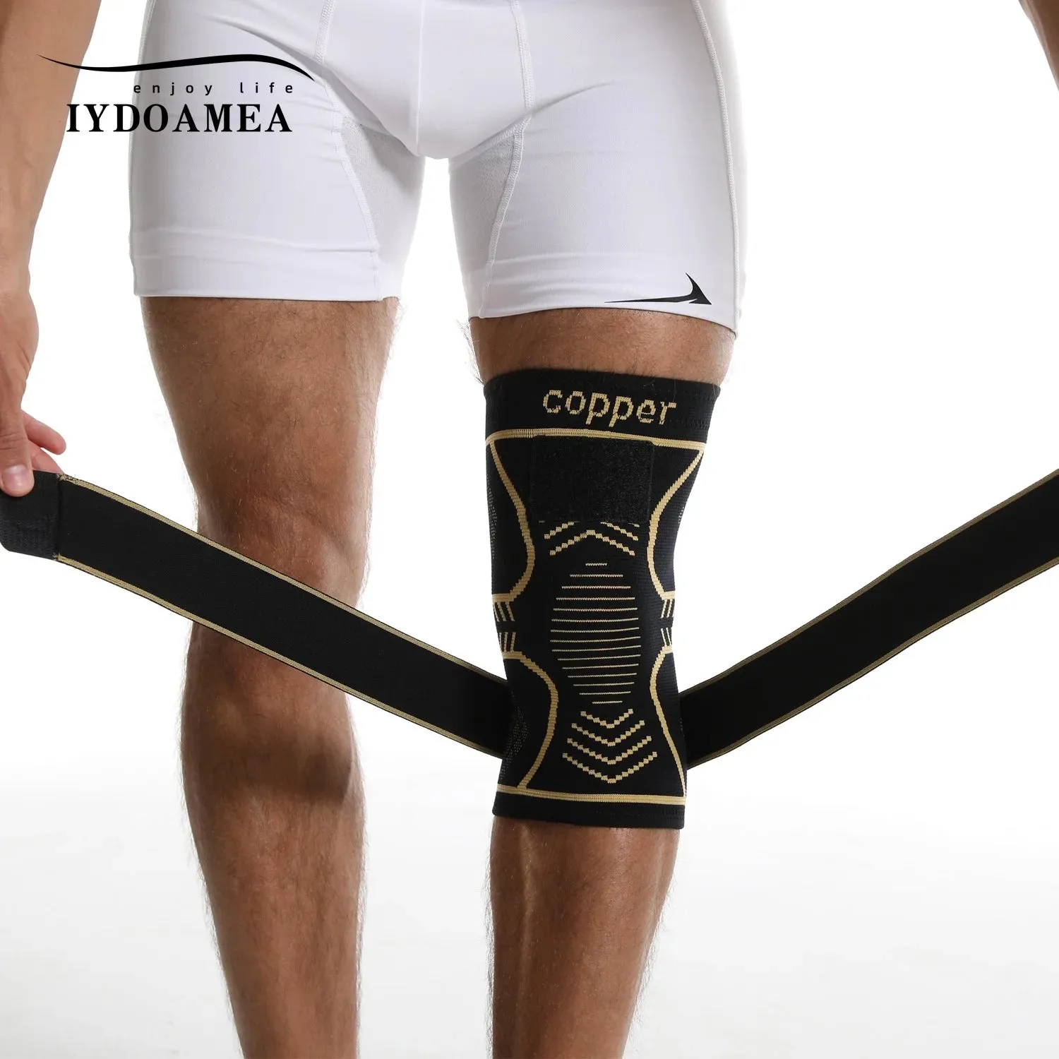 Adjustable Copper Knee Braces, Black, Size 5XL
