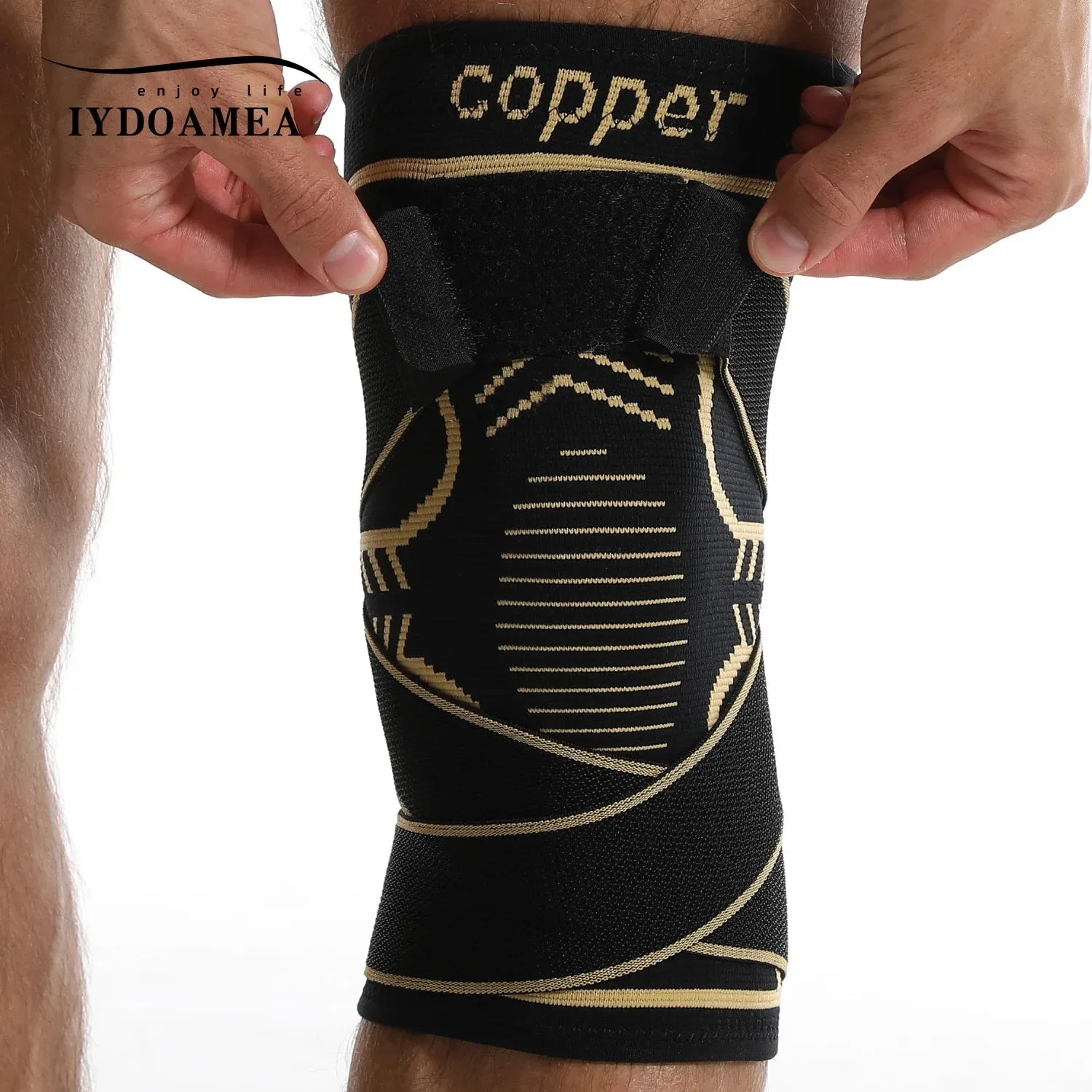 Adjustable Copper Knee Braces, Black, Size 5XL