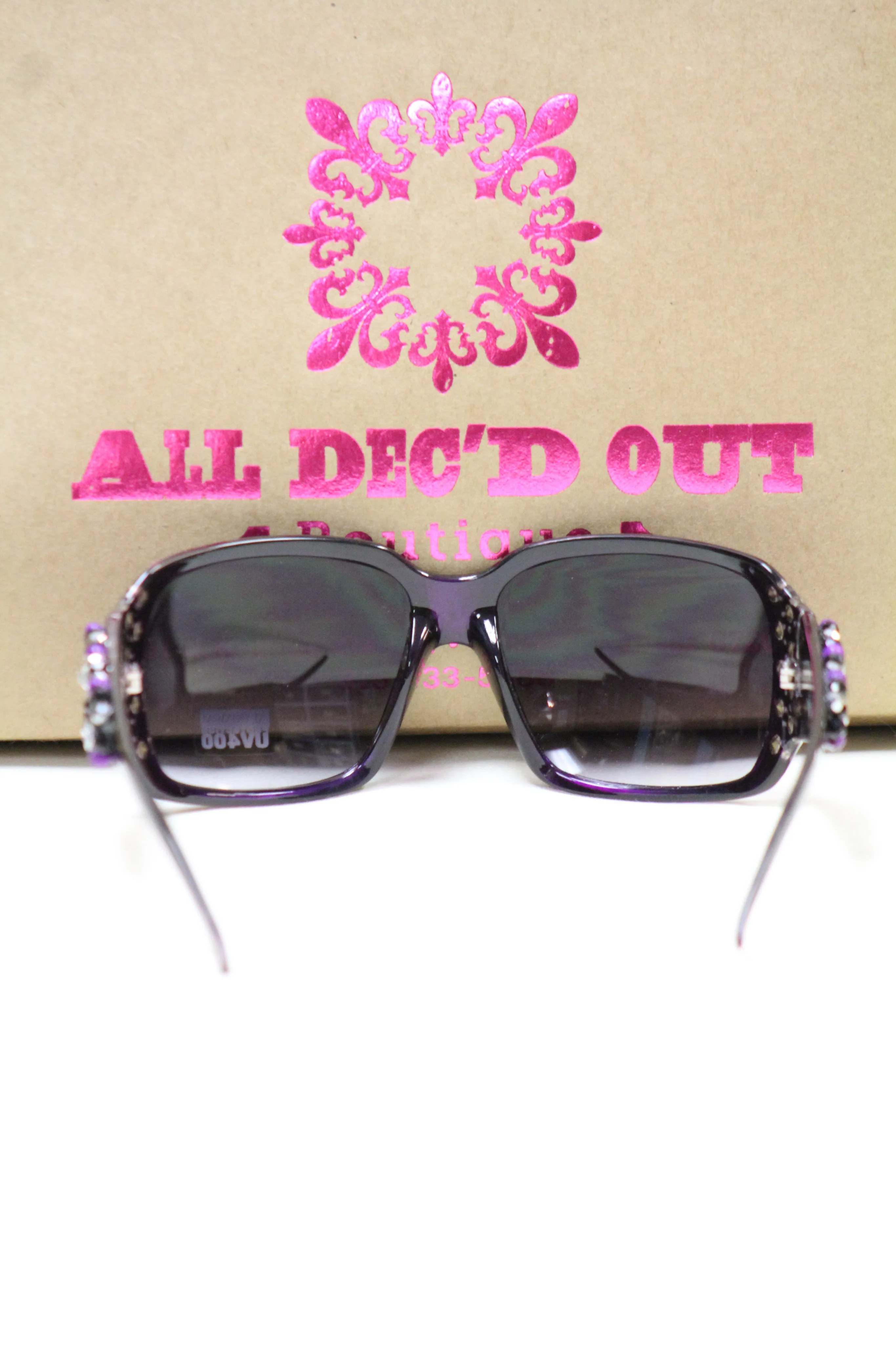 ADO | Customized Sunglasses Purple Tint with Purple Beads & Silver Cross