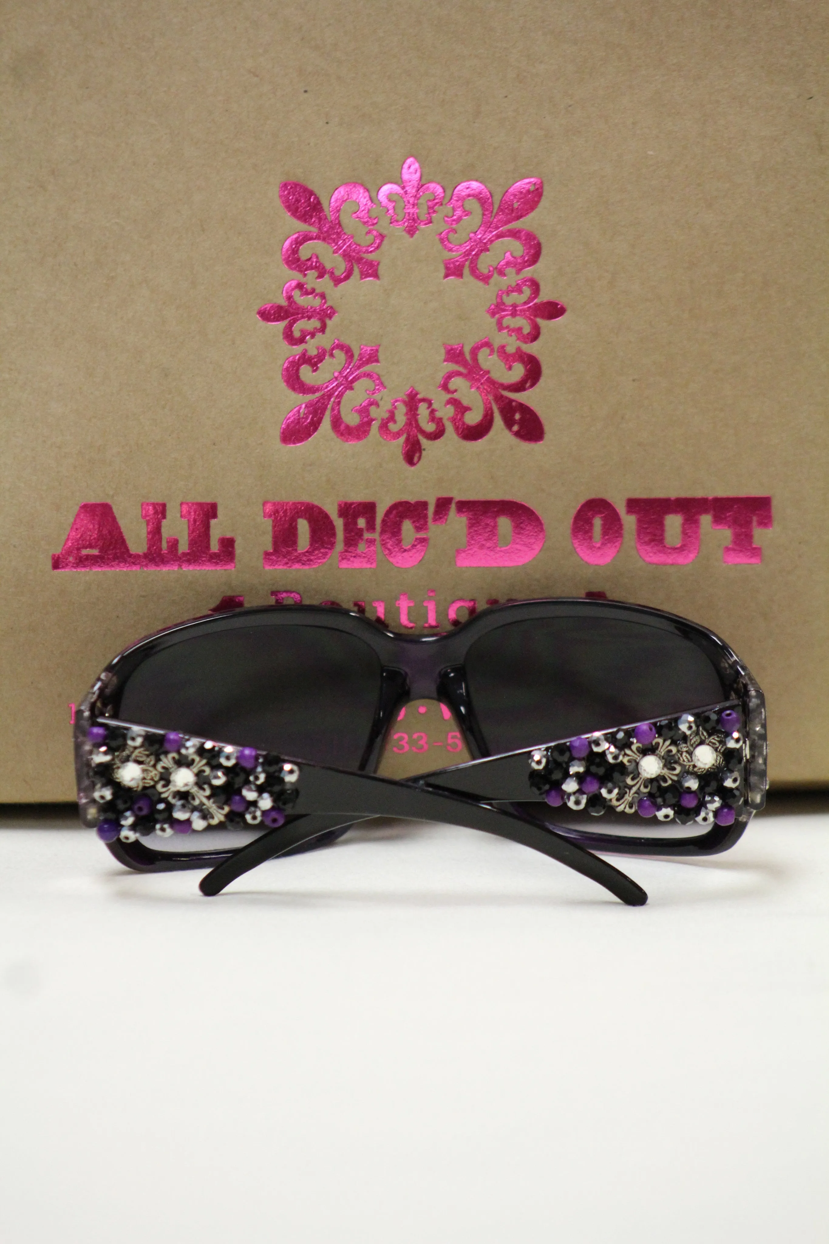 ADO | Customized Sunglasses Purple Tint with Purple Beads & Silver Cross