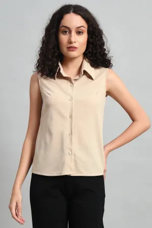 Allure A-Line Collar Top, Beige