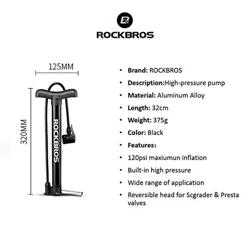 Amardeep cycles Rockbros Road Bike Tire Ball Inflator Pressure Air Pump for Car and Cycle Sports Ball Scooter Inflatable Furniture/Toys (Black, Small)