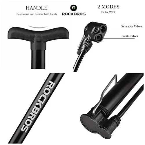 Amardeep cycles Rockbros Road Bike Tire Ball Inflator Pressure Air Pump for Car and Cycle Sports Ball Scooter Inflatable Furniture/Toys (Black, Small)