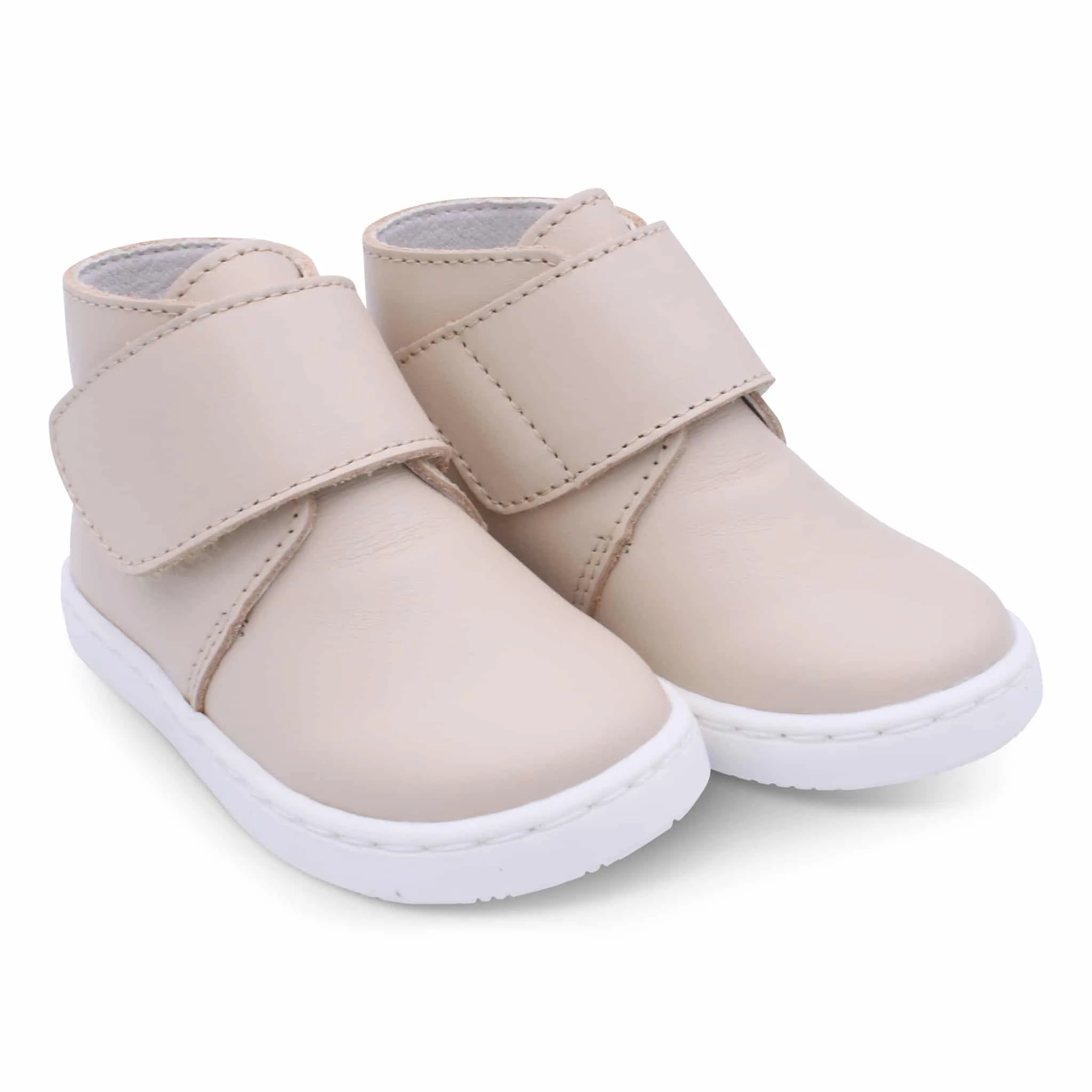 'Andre' Boys Nude Leather Velcro Boots
