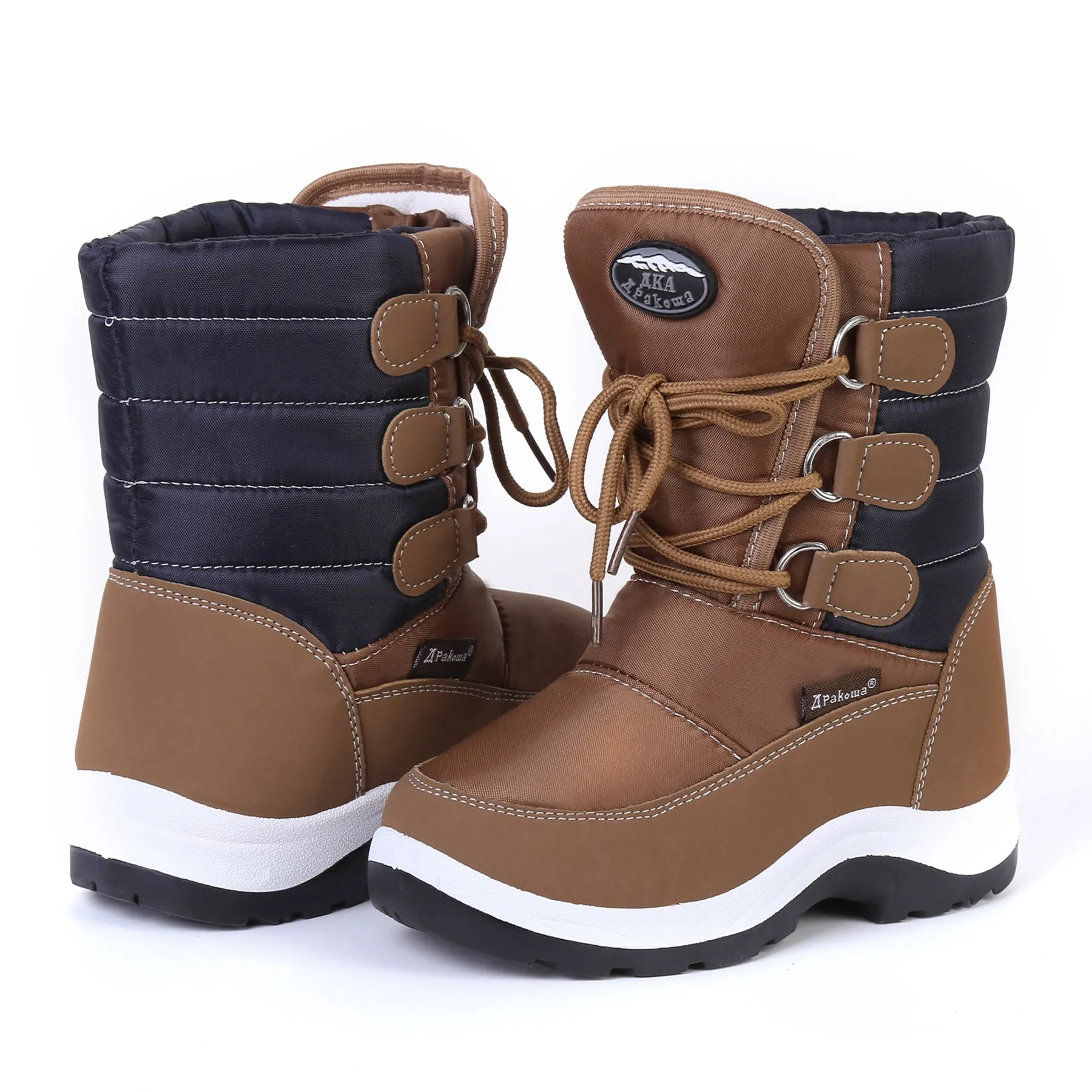 Apakowa Boys Water Resistance Snow Boots for Toddler/Little Kid-FXJFSZK-HDL020-Brown
