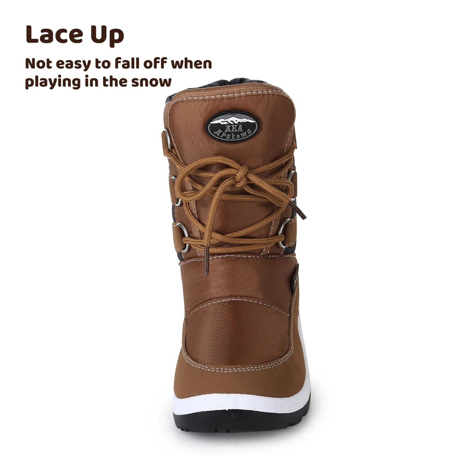 Apakowa Boys Water Resistance Snow Boots for Toddler/Little Kid-FXJFSZK-HDL020-Brown