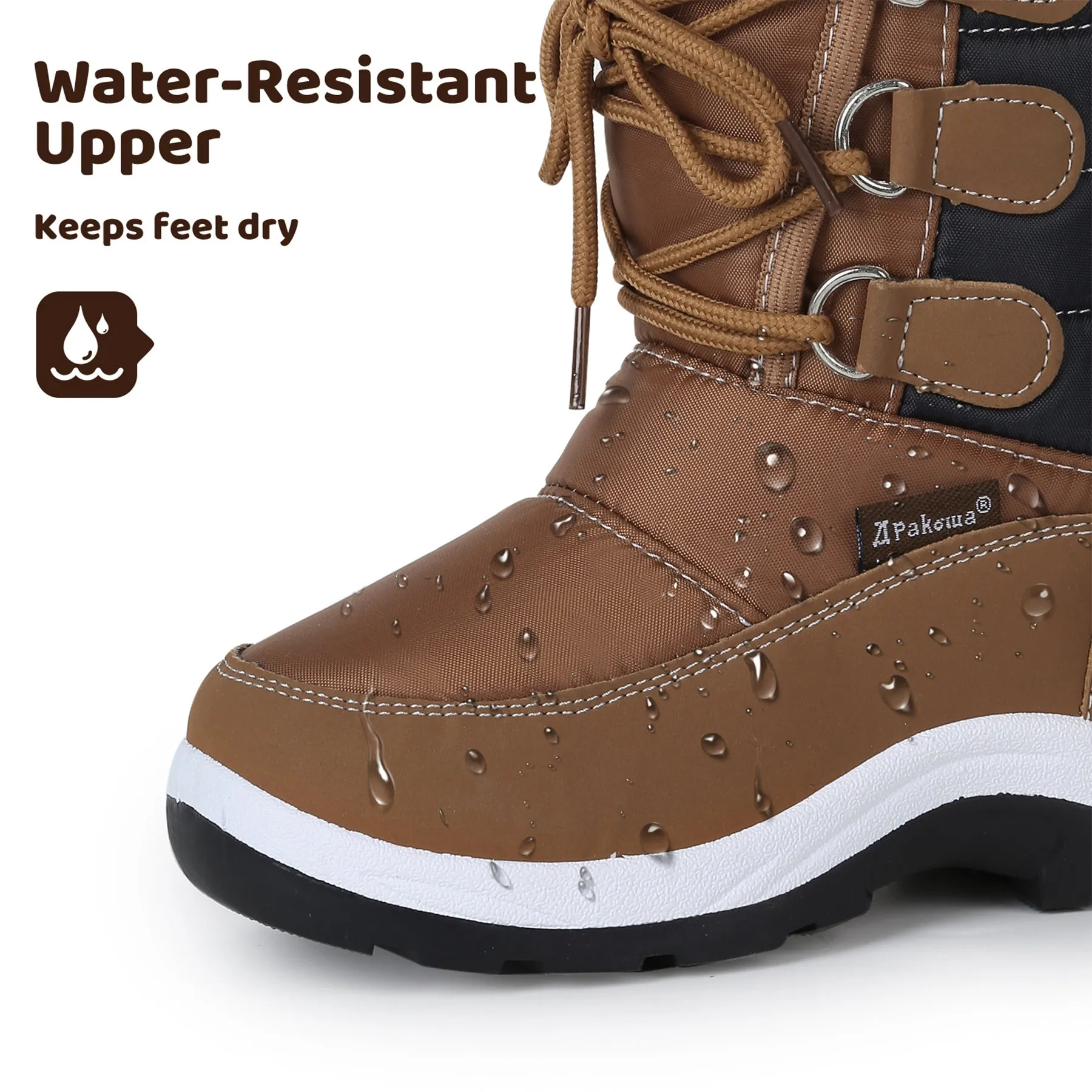 Apakowa Boys Water Resistance Snow Boots for Toddler/Little Kid-FXJFSZK-HDL020-Brown