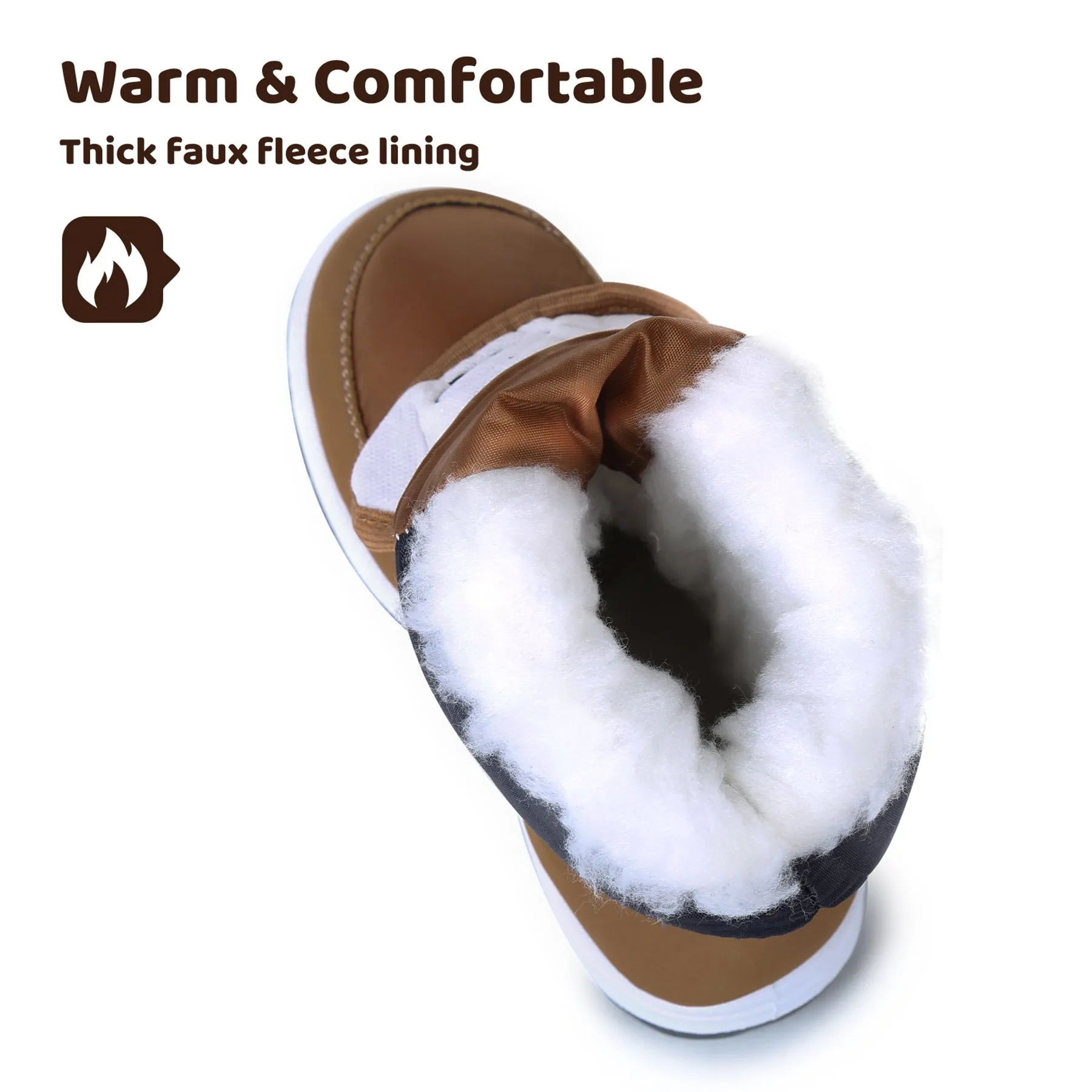 Apakowa Boys Water Resistance Snow Boots for Toddler/Little Kid-FXJFSZK-HDL020-Brown