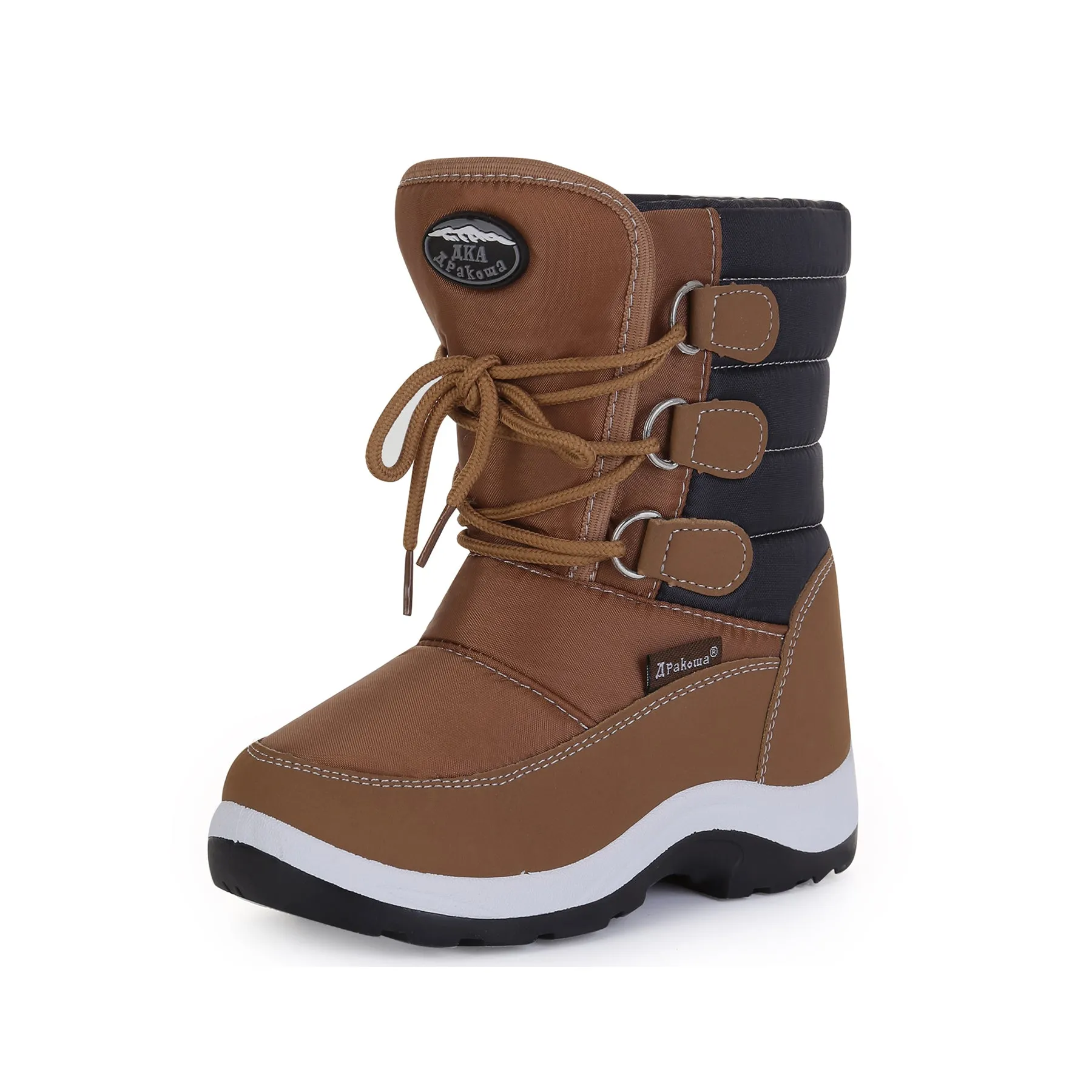 Apakowa Boys Water Resistance Snow Boots for Toddler/Little Kid-FXJFSZK-HDL020-Brown