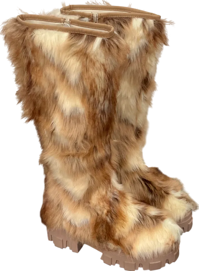 ASOS Brown Faux Fur Calf Boot UK 6 EU 39 👠