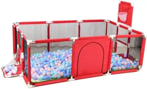 Babyip Extra Large Playpen | Play Yard for Babies | Football | Basketball | Red