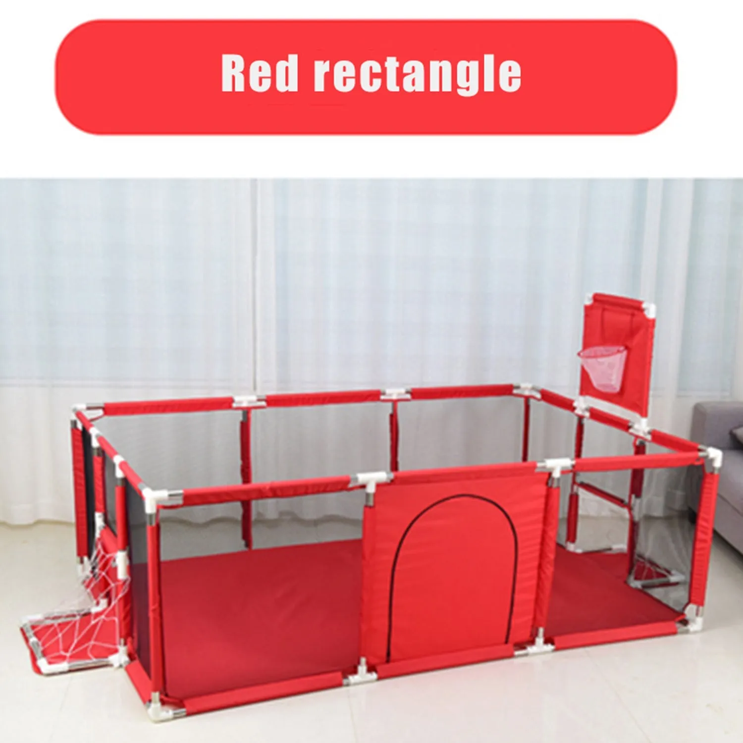 Babyip Extra Large Playpen | Play Yard for Babies | Football | Basketball | Red
