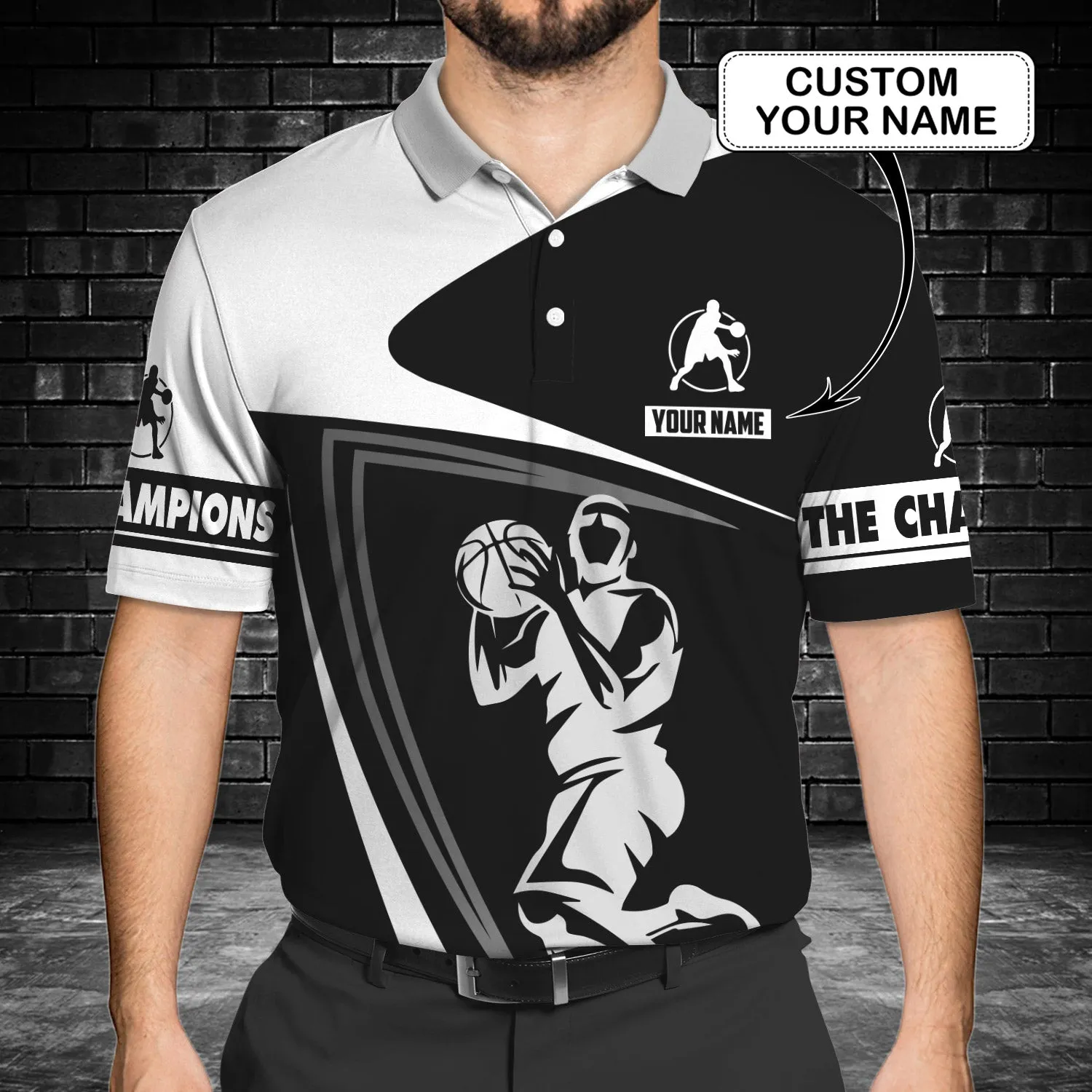 Basketball - Personalized Name 3D Polo Shirt -Loop- Ntp-237