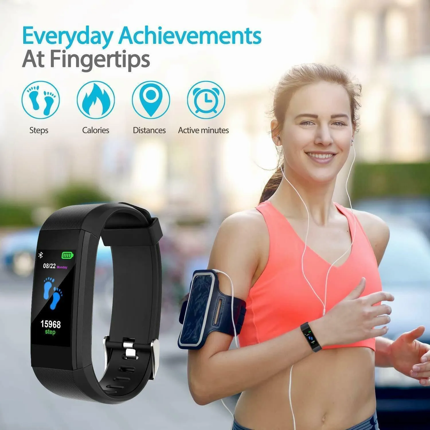 BEST Fitness Smartwatch Tracks Your Running & Walking Distance, Heart Rate, Calories, Blood Pressure & More... Choose From 5 COLORS   Get FREE Delivery Too!