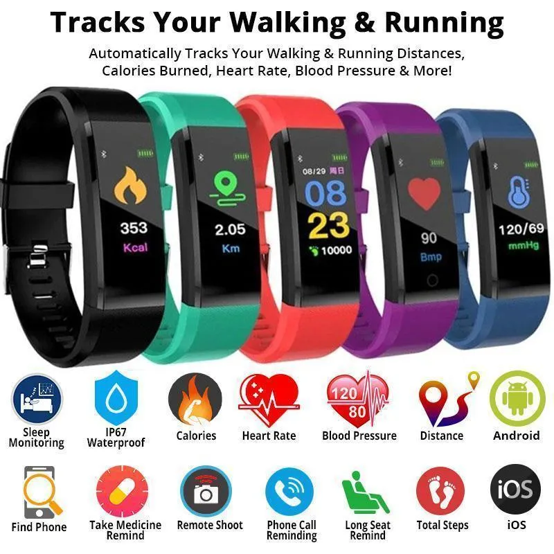 BEST Fitness Smartwatch Tracks Your Running & Walking Distance, Heart Rate, Calories, Blood Pressure & More... Choose From 5 COLORS   Get FREE Delivery Too!