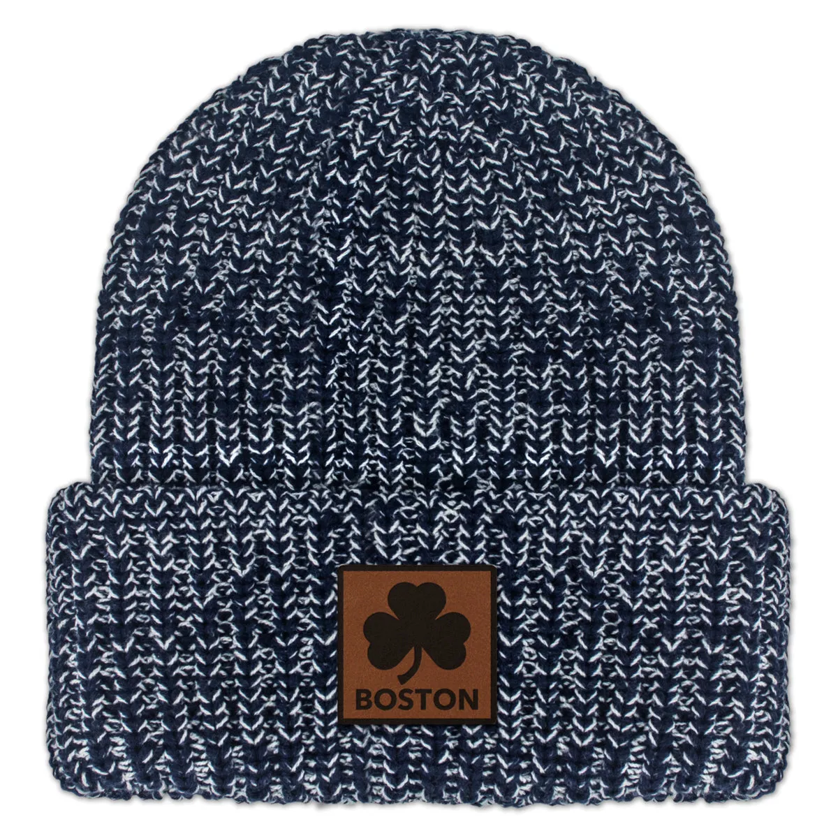 Boston Shamrock Leather Patch Chunky Knit