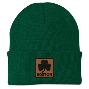 Boston Shamrock Leather Patch Cuff Knit