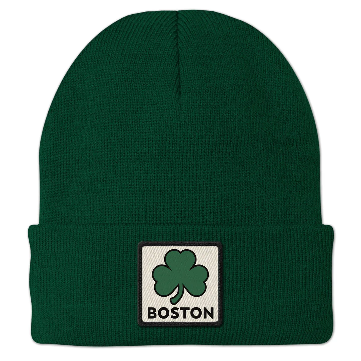 Boston Shamrock Printed Patch Cuff Knit