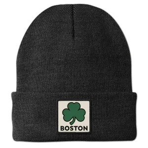 Boston Shamrock Printed Patch Cuff Knit