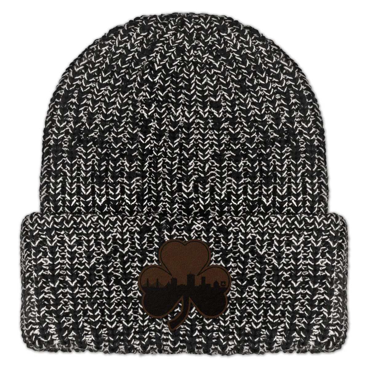 Boston Shamrock Skyline Leather Patch Chunky Knit