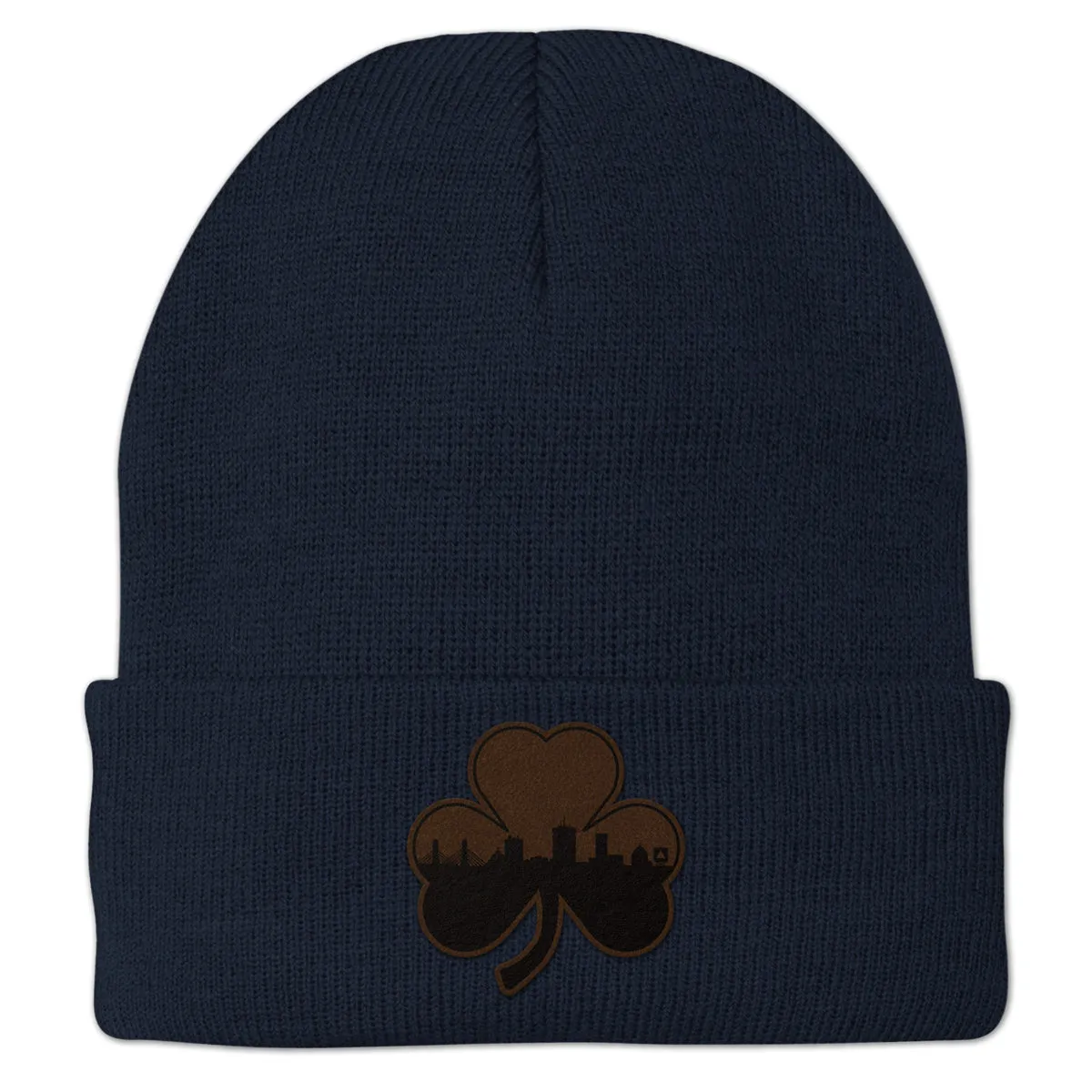 Boston Shamrock Skyline Leather Patch Cuff Knit