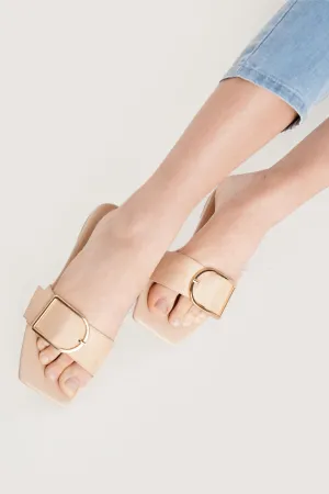 Buckled Strap Square Toe Sandals
