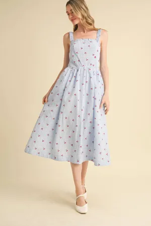 CHERRY GINGHAM MIDI DRESS
