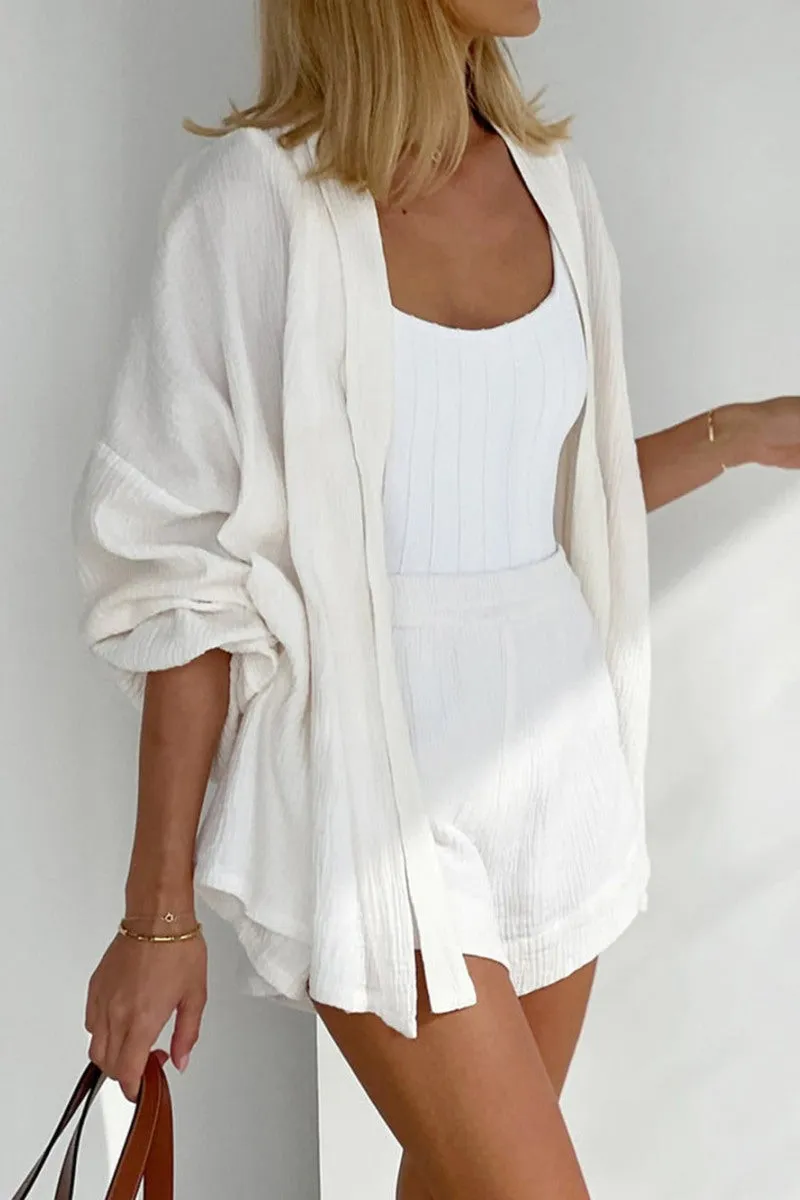 Chic Two-Piece Set with Belted High-Waisted Shorts