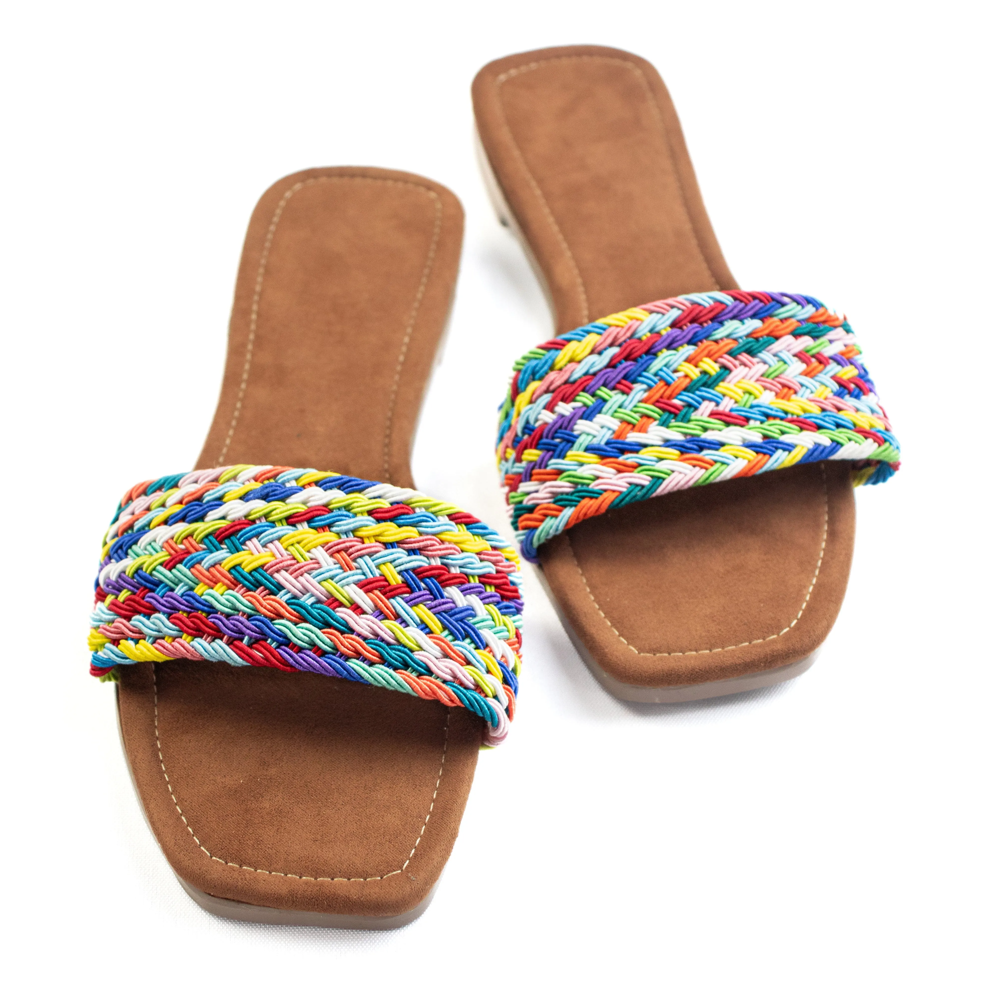 Colorful Woven Slide Sandals - Vibrant Style with Every Step