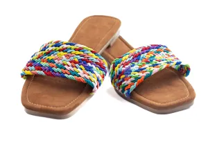 Colorful Woven Slide Sandals - Vibrant Style with Every Step