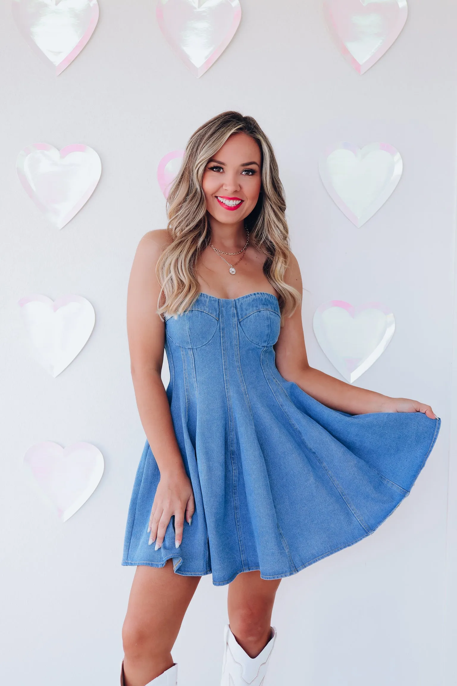 Darling Strapless Denim Mini Dress