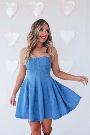 Darling Strapless Denim Mini Dress