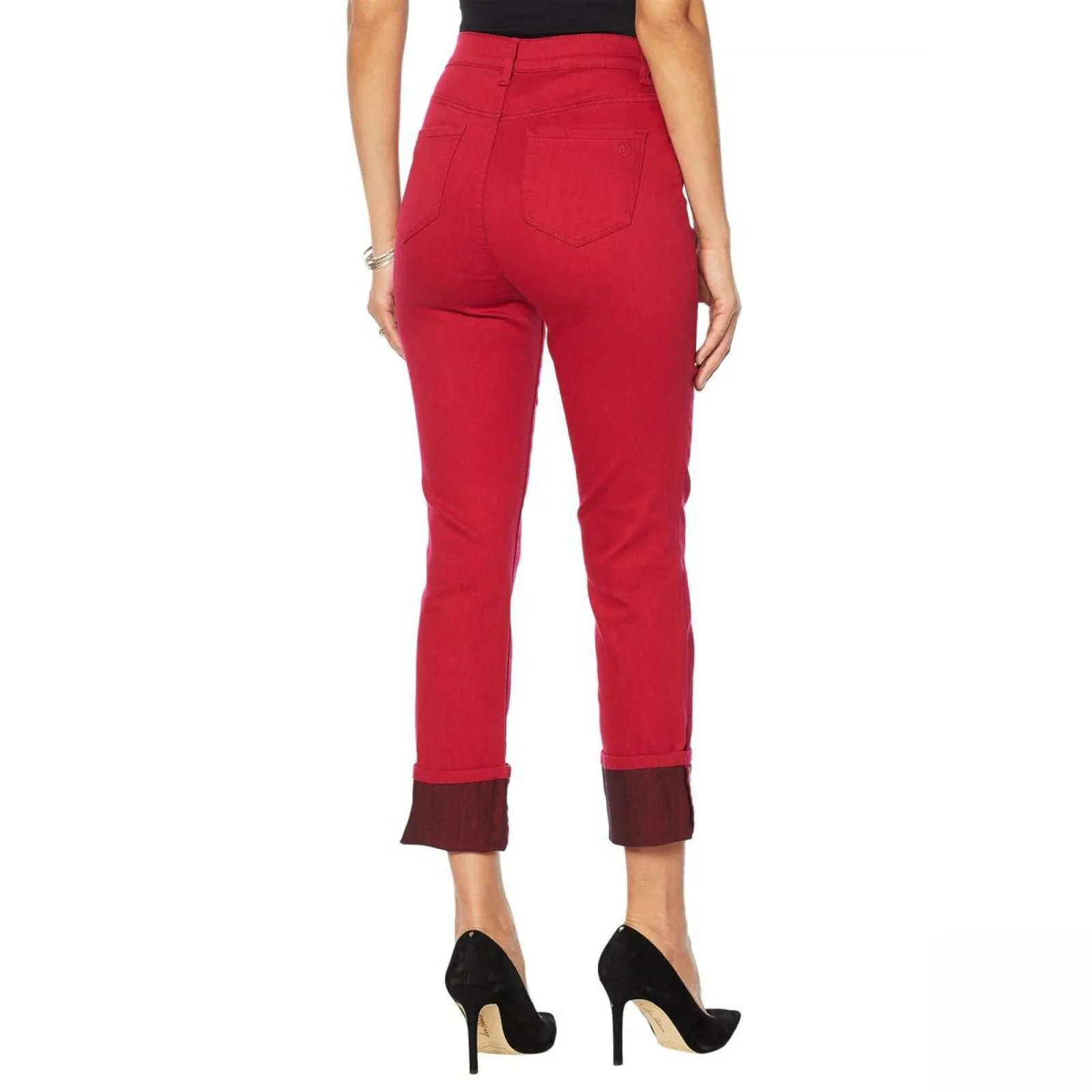 DG2 by Diane Gilman Women's Plus Size Classic Stretch Cuffed Cropped Jeans
