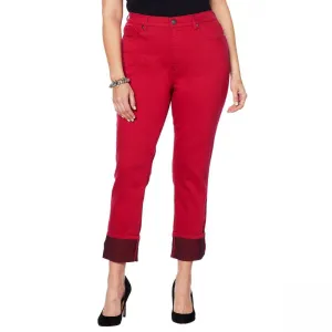 DG2 by Diane Gilman Women's Plus Size Classic Stretch Cuffed Cropped Jeans