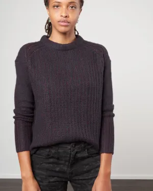 double dreamy cashmere crew - shiraz/black