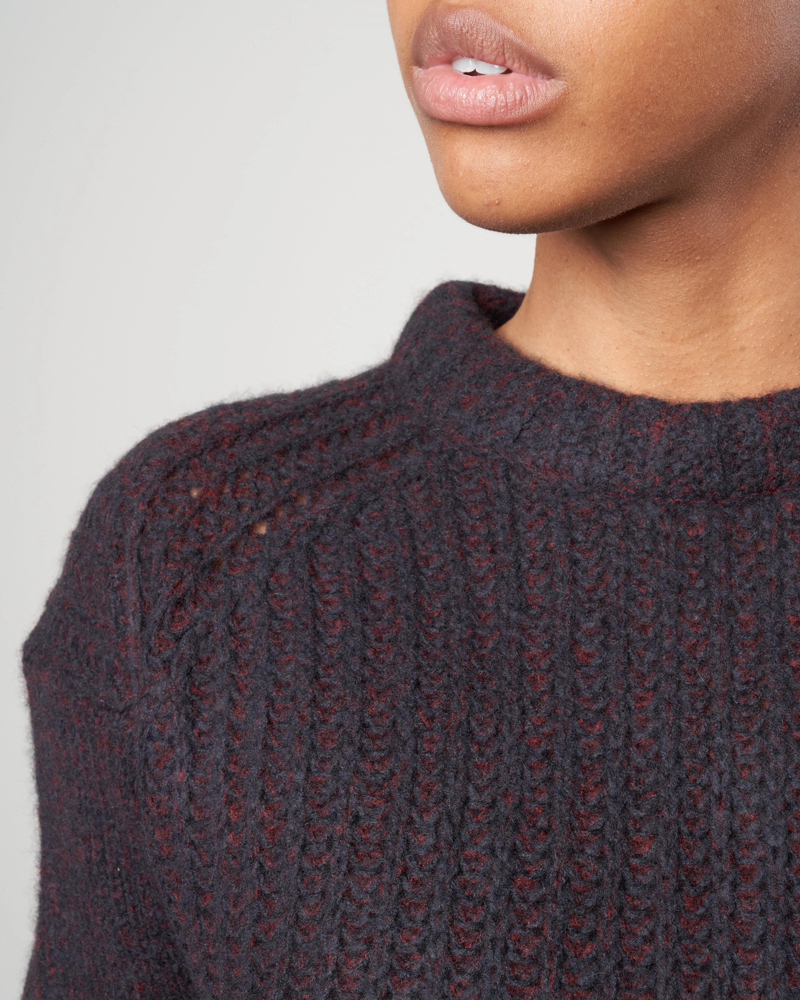 double dreamy cashmere crew - shiraz/black