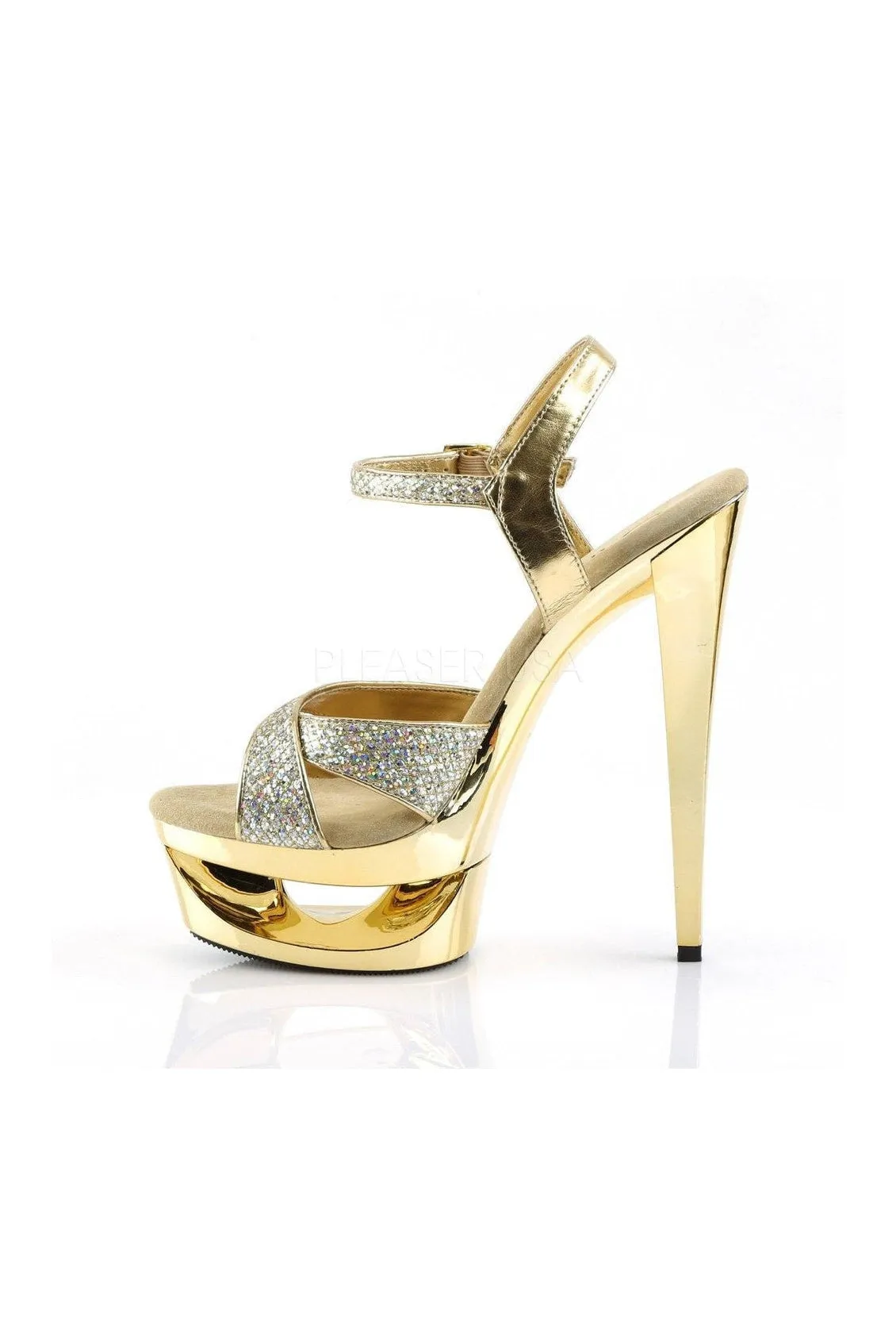ECLIPSE-619G Platform Sandal  | Gold Glitter