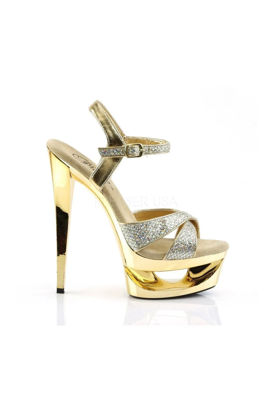 ECLIPSE-619G Platform Sandal  | Gold Glitter