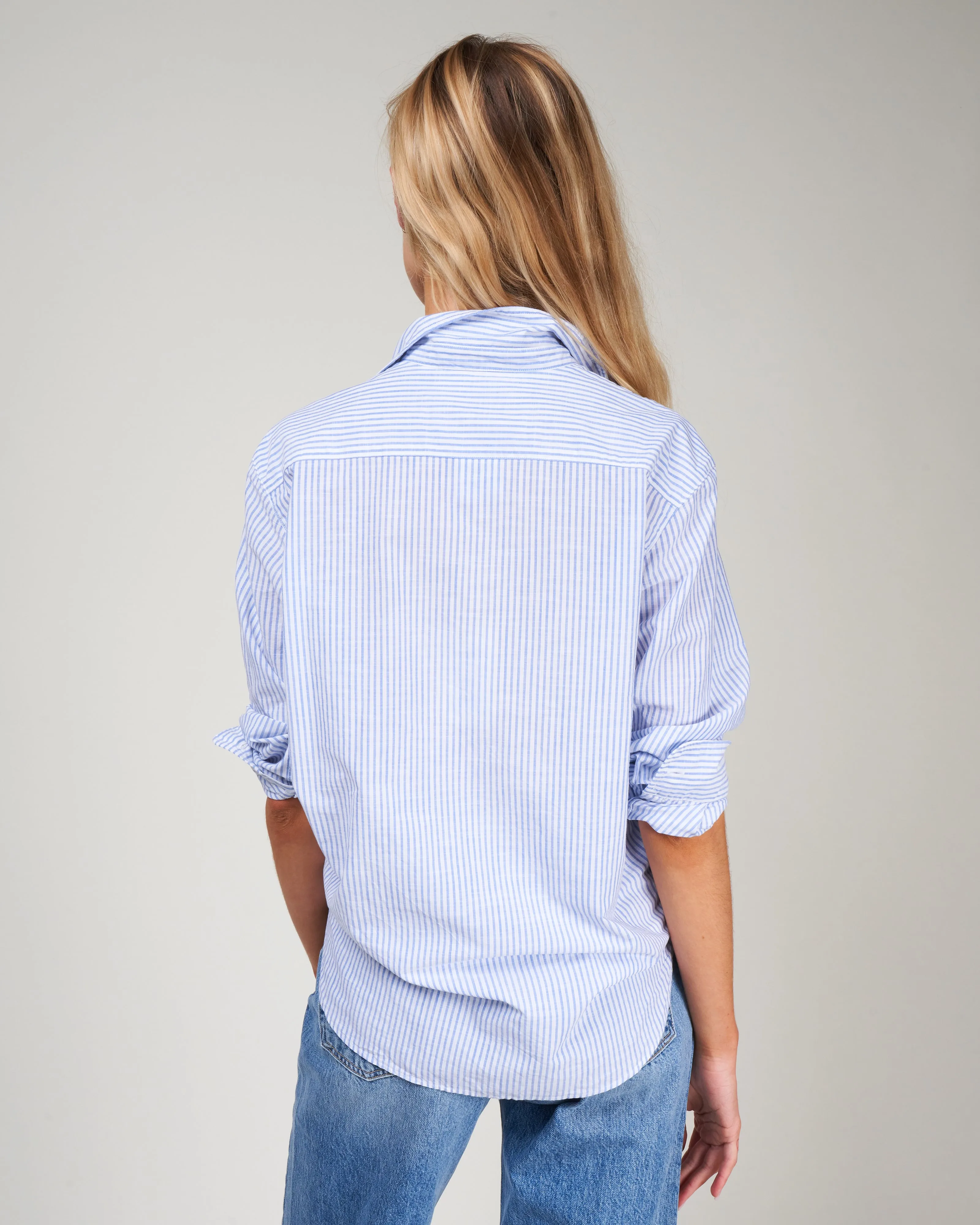 eileen woven button up - blue stripe
