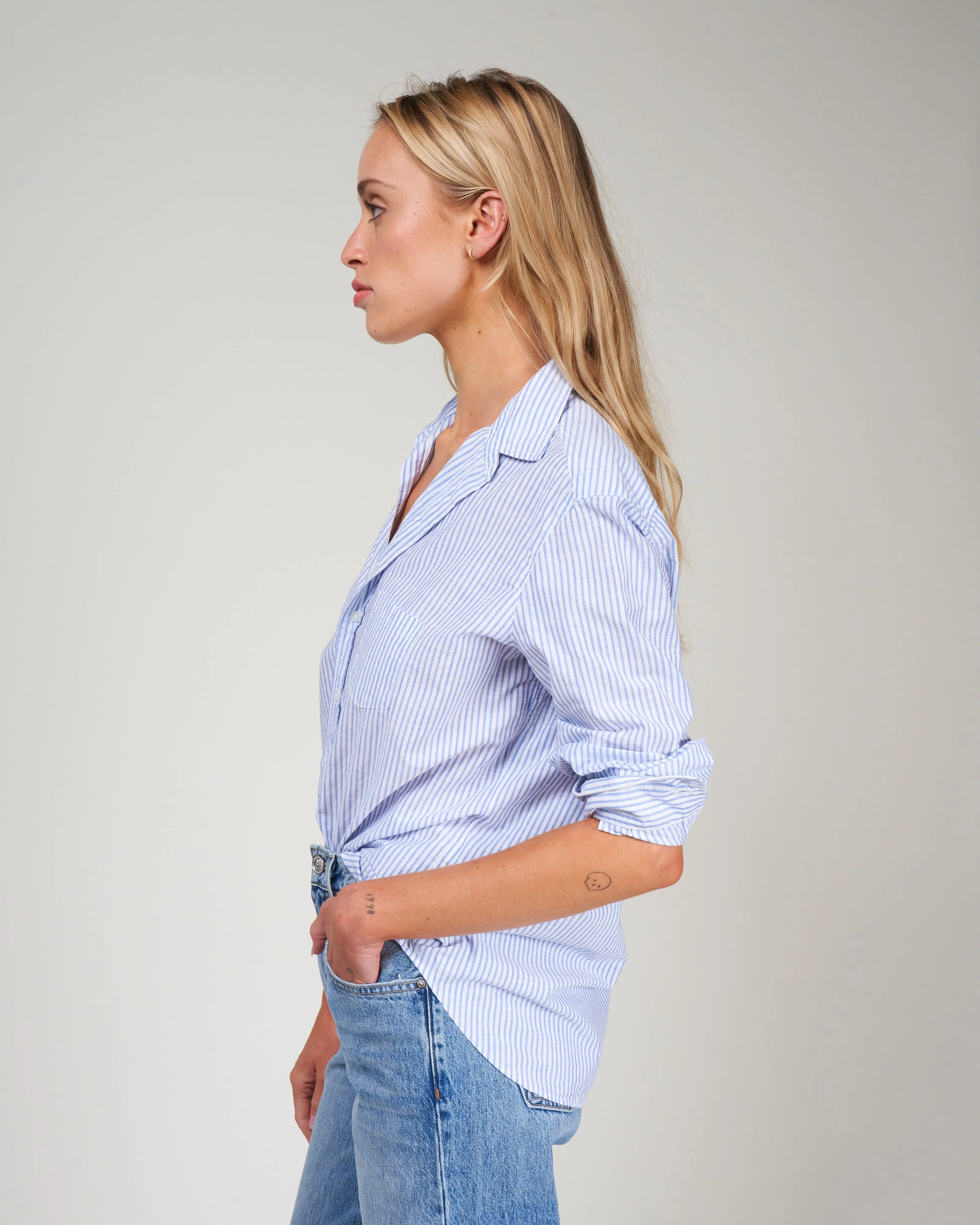 eileen woven button up - blue stripe