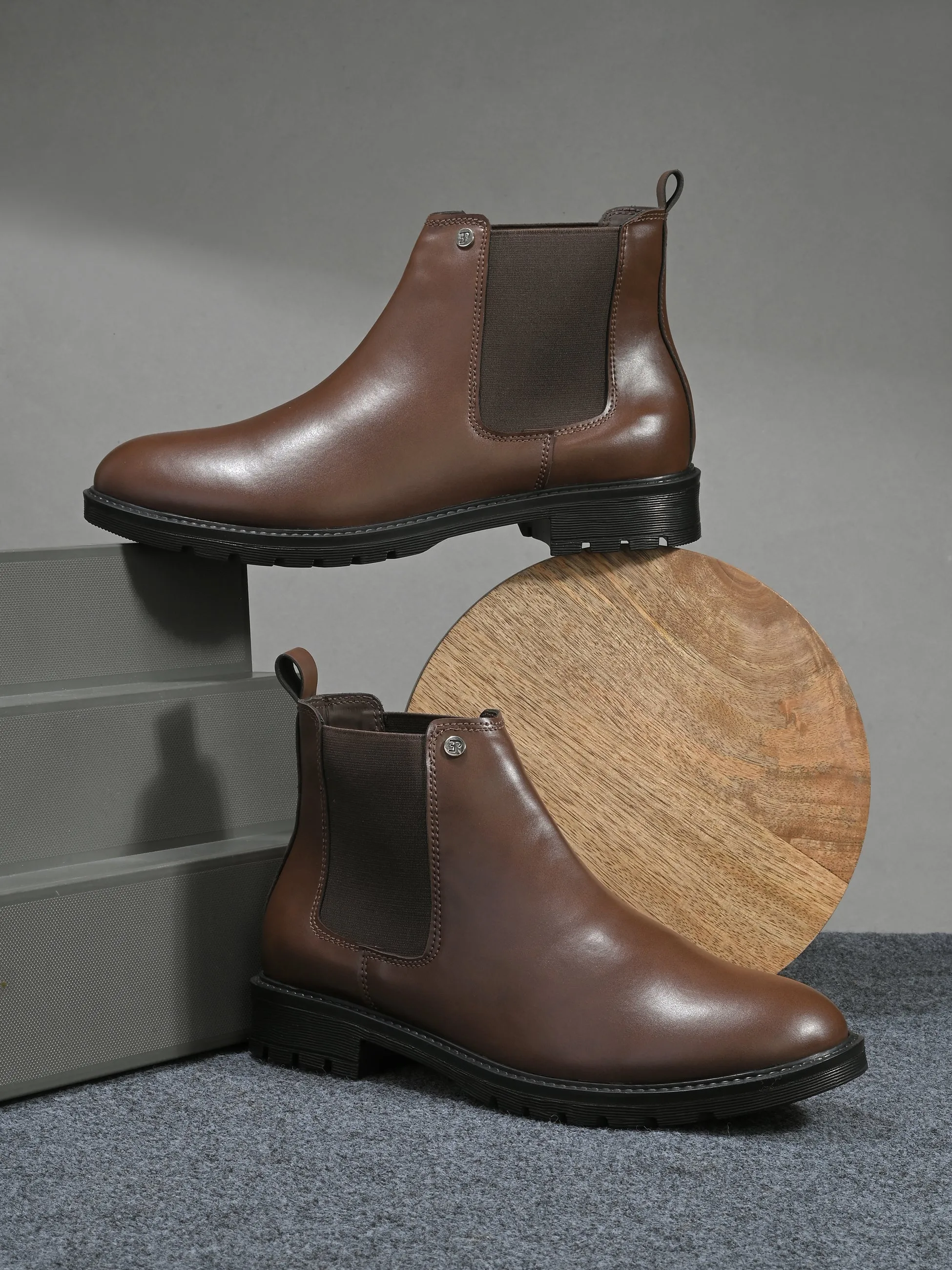 El Paso Men Faux Leather Casual Chelsea Boots