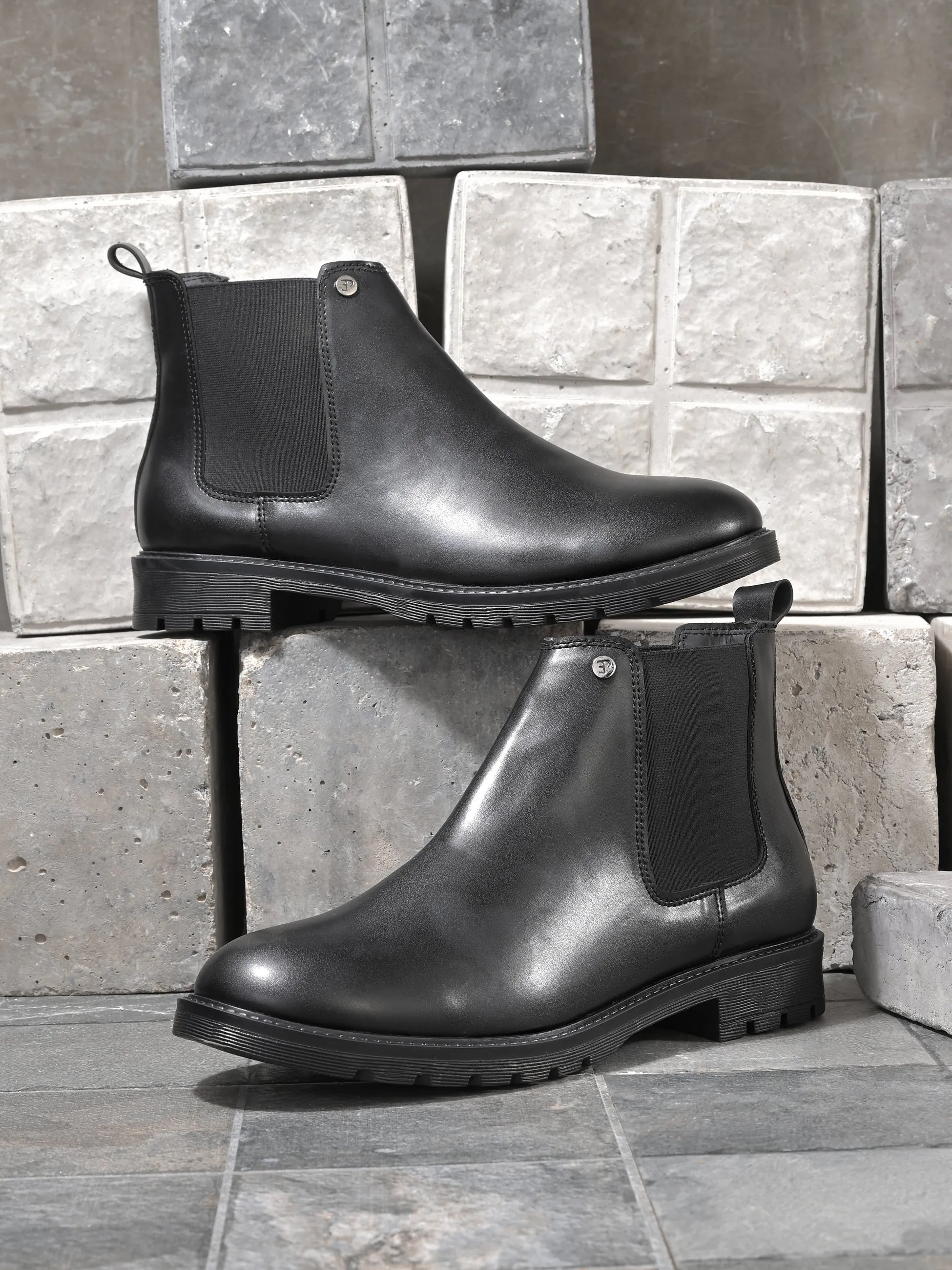 El Paso Men Faux Leather Casual Chelsea Boots