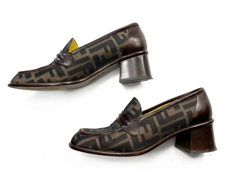 Fendi Zucca Logo Print Loafers