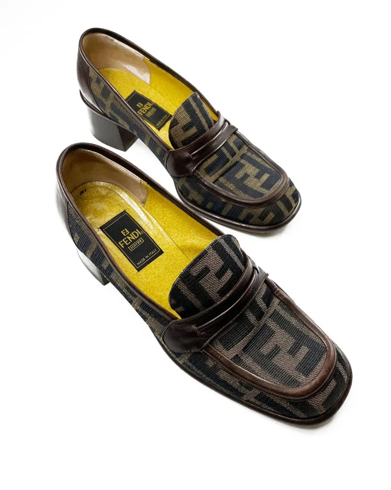 Fendi Zucca Logo Print Loafers