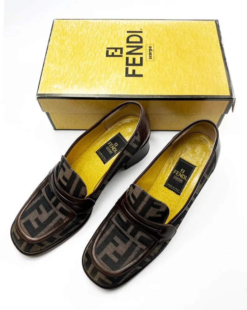 Fendi Zucca Logo Print Loafers