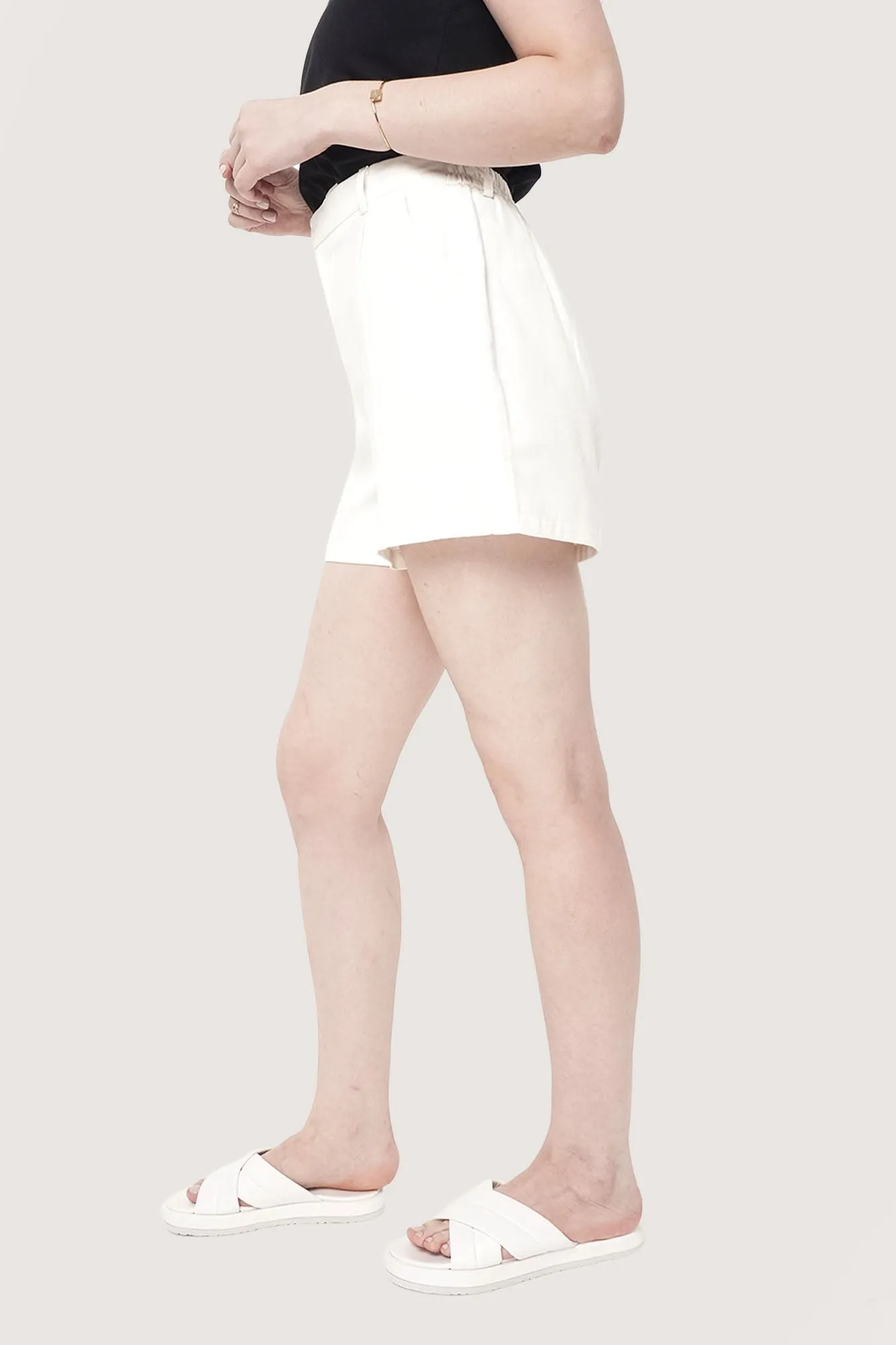Fine Line Pintuck Pull Up Shorts