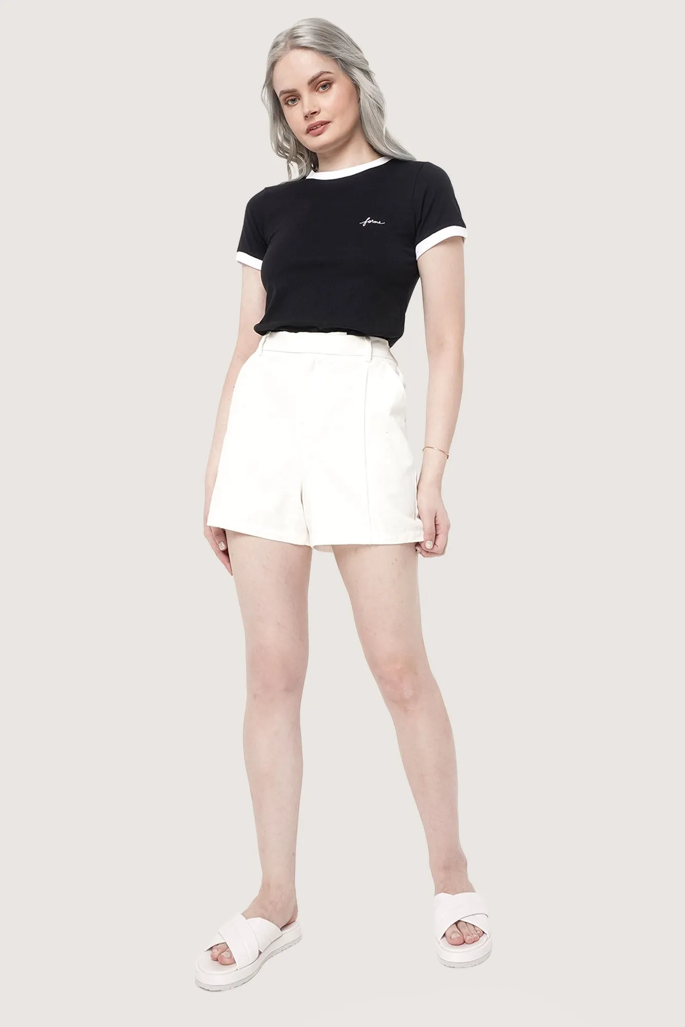 Fine Line Pintuck Pull Up Shorts