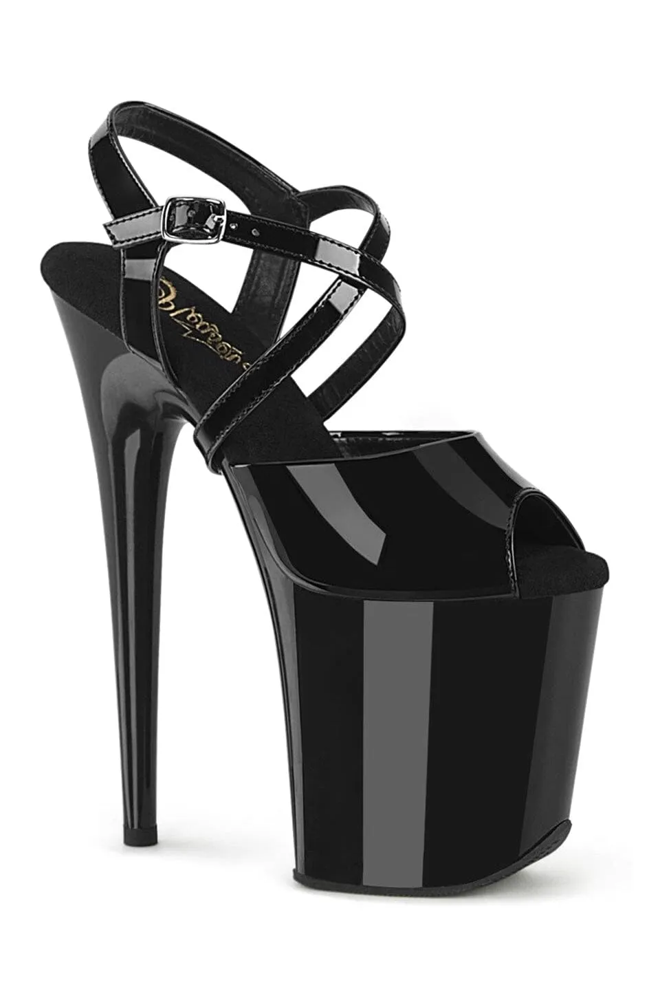 FLAMINGO-824 Black Patent Sandal