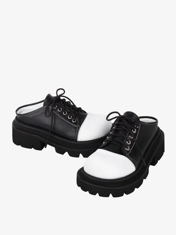 Gothic Lolita Sandals Round Toe PU Leather Black Lolita Summer Shoes