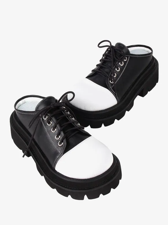 Gothic Lolita Sandals Round Toe PU Leather Black Lolita Summer Shoes